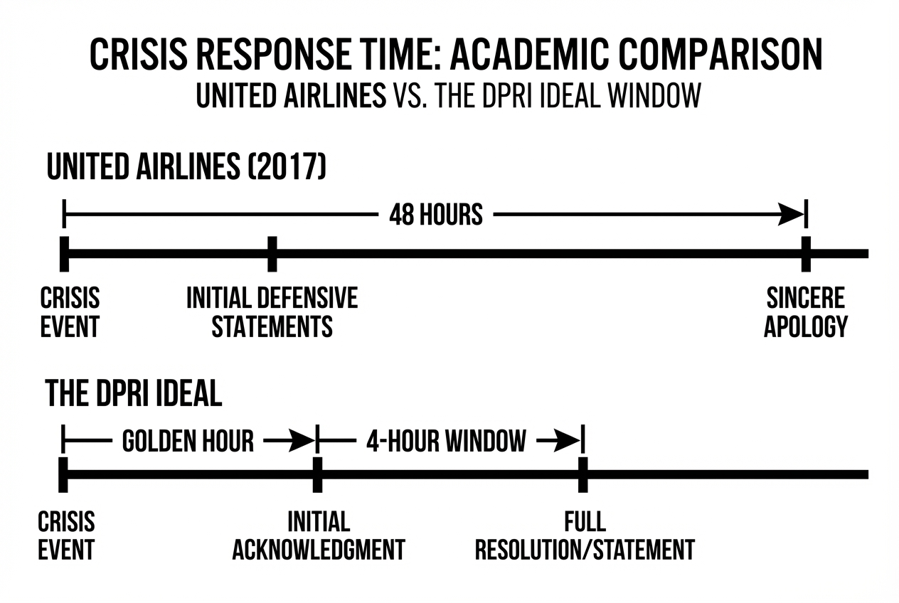 Crisis Response Time: United Airlines vs. The Ideal Window